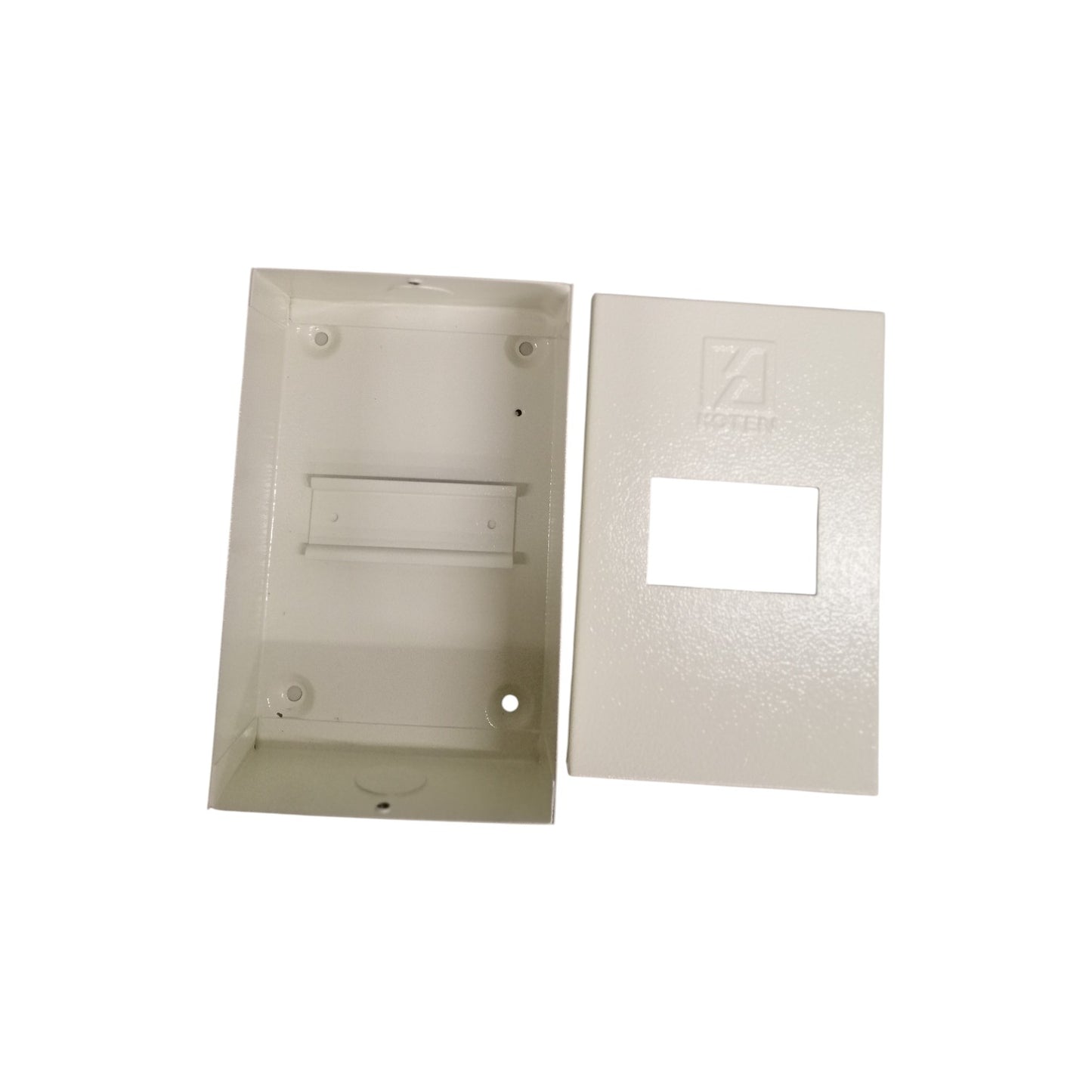 Two beige wall plates on a white background