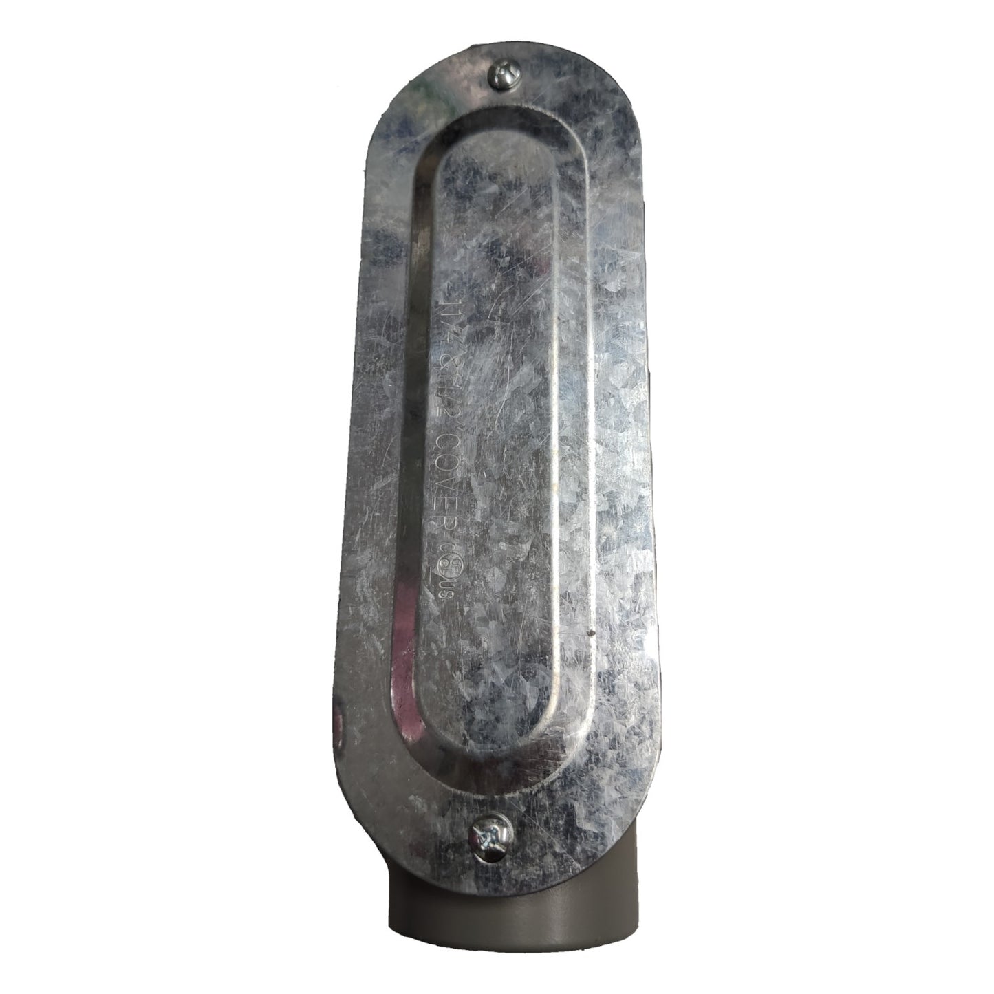 Metal door handle on a white background