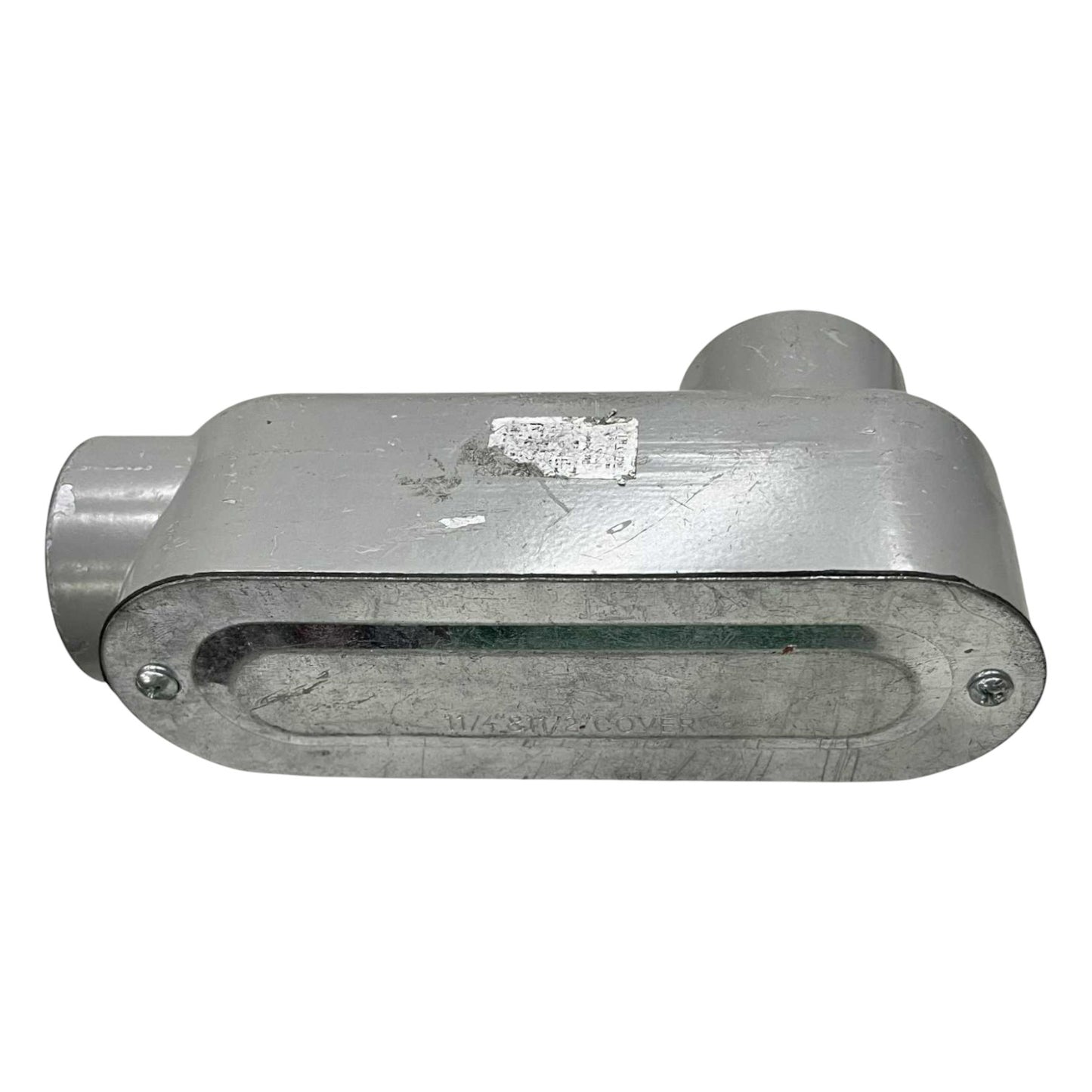Metallic cylindrical component with a white background