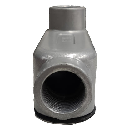 Metal pipe fitting on a white background