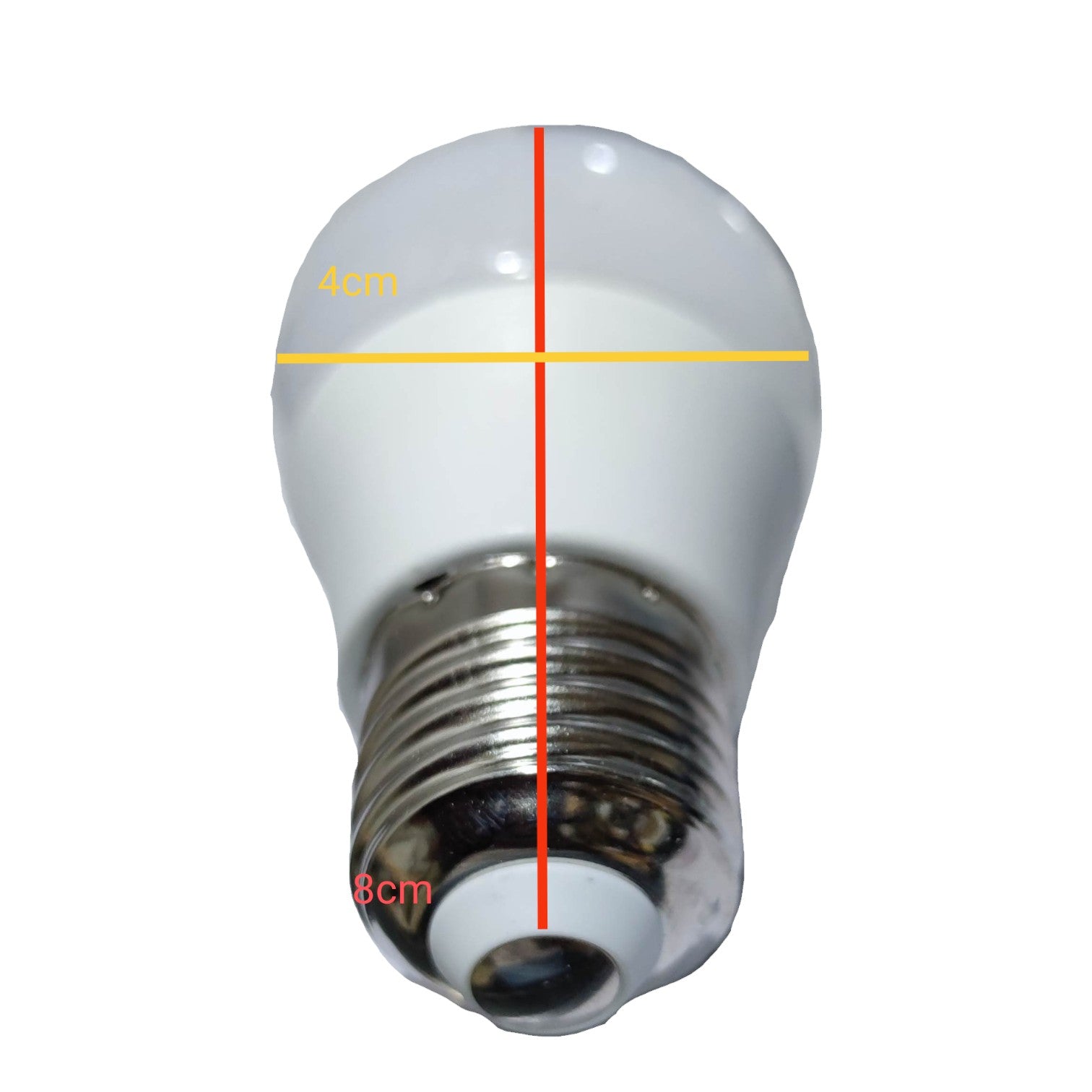 Light bulb with measurement markings on a white background