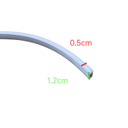 White tube with measurements labeled on a white background