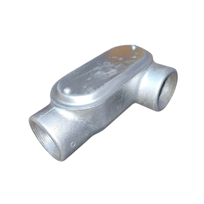Metal pipe fitting on a white background