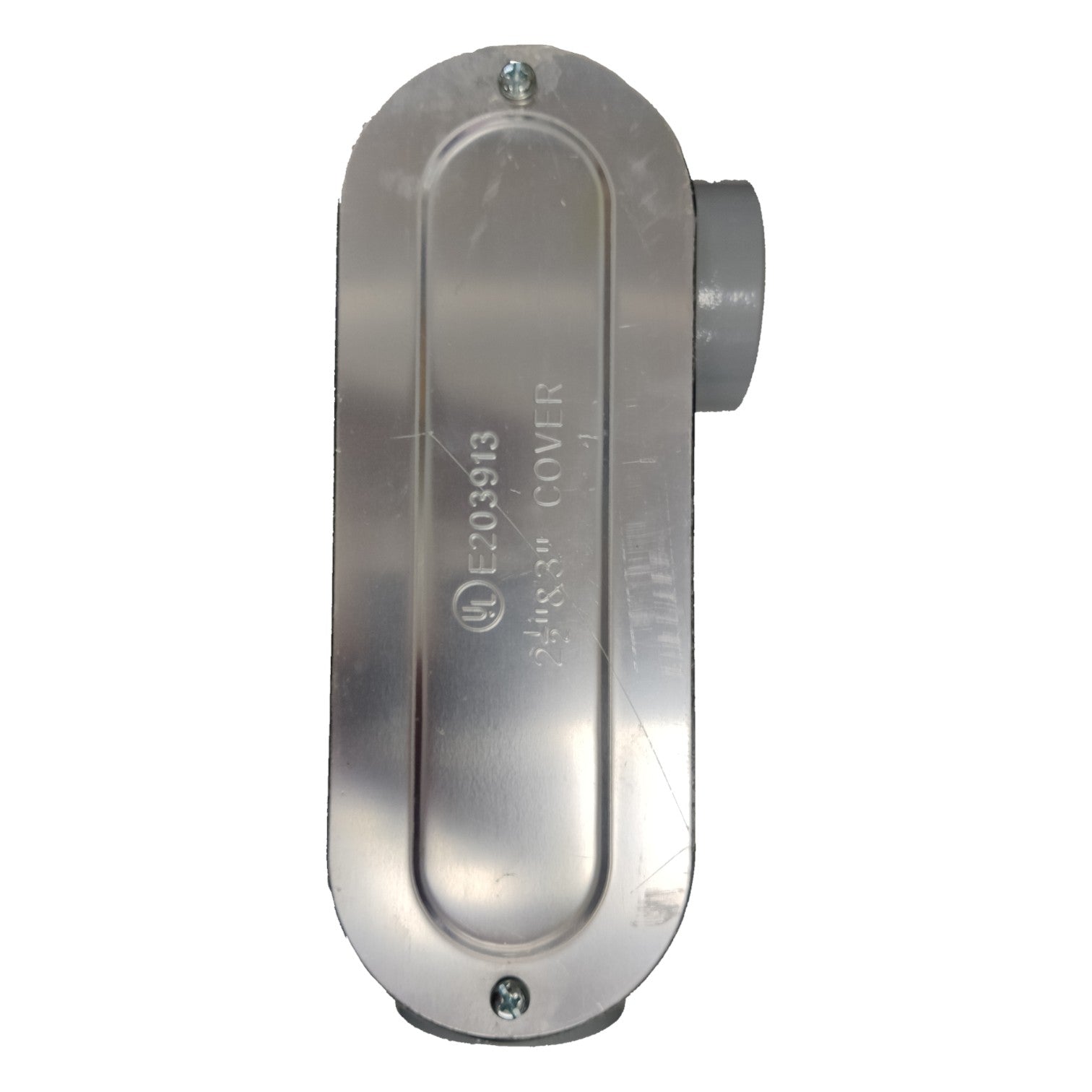 Metallic door handle on a white background