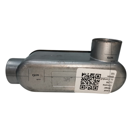 Metal pipe with measurement markings and a QR code label on a white background