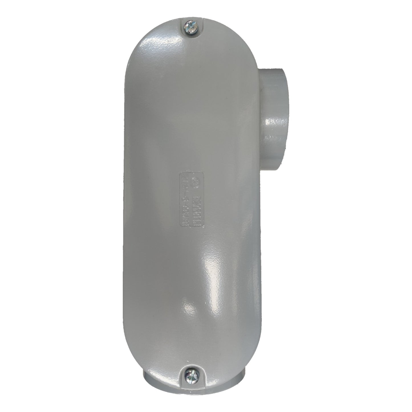 Metallic elbow pipe fitting on a white background