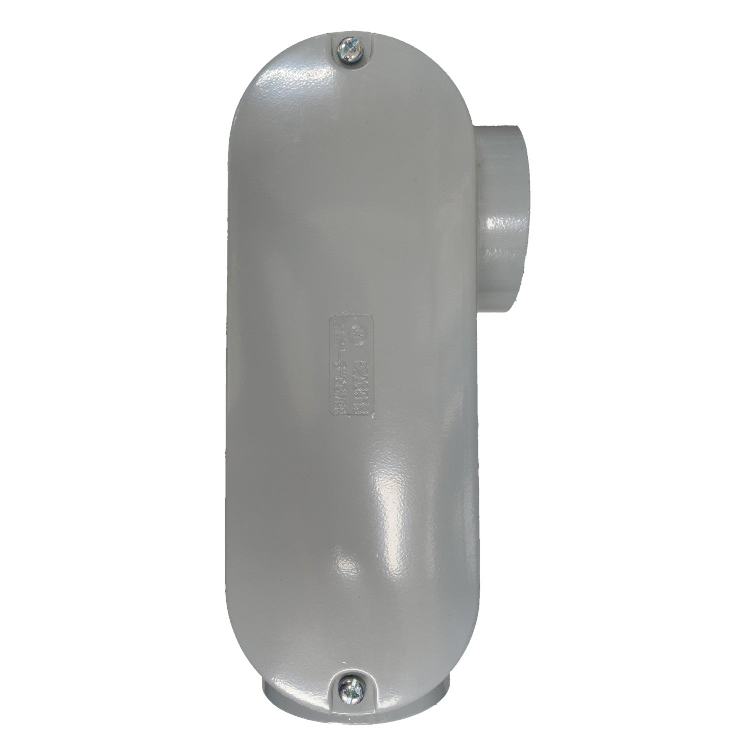 Metallic elbow pipe fitting on a white background
