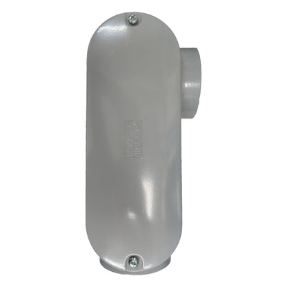 Metallic elbow pipe fitting on a white background