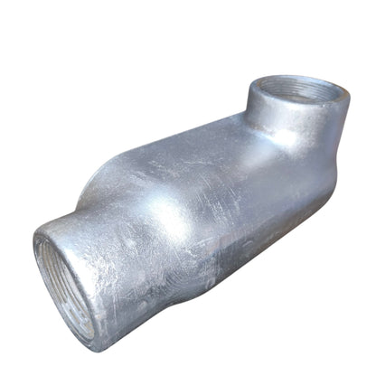 Metal pipe fitting on a white background