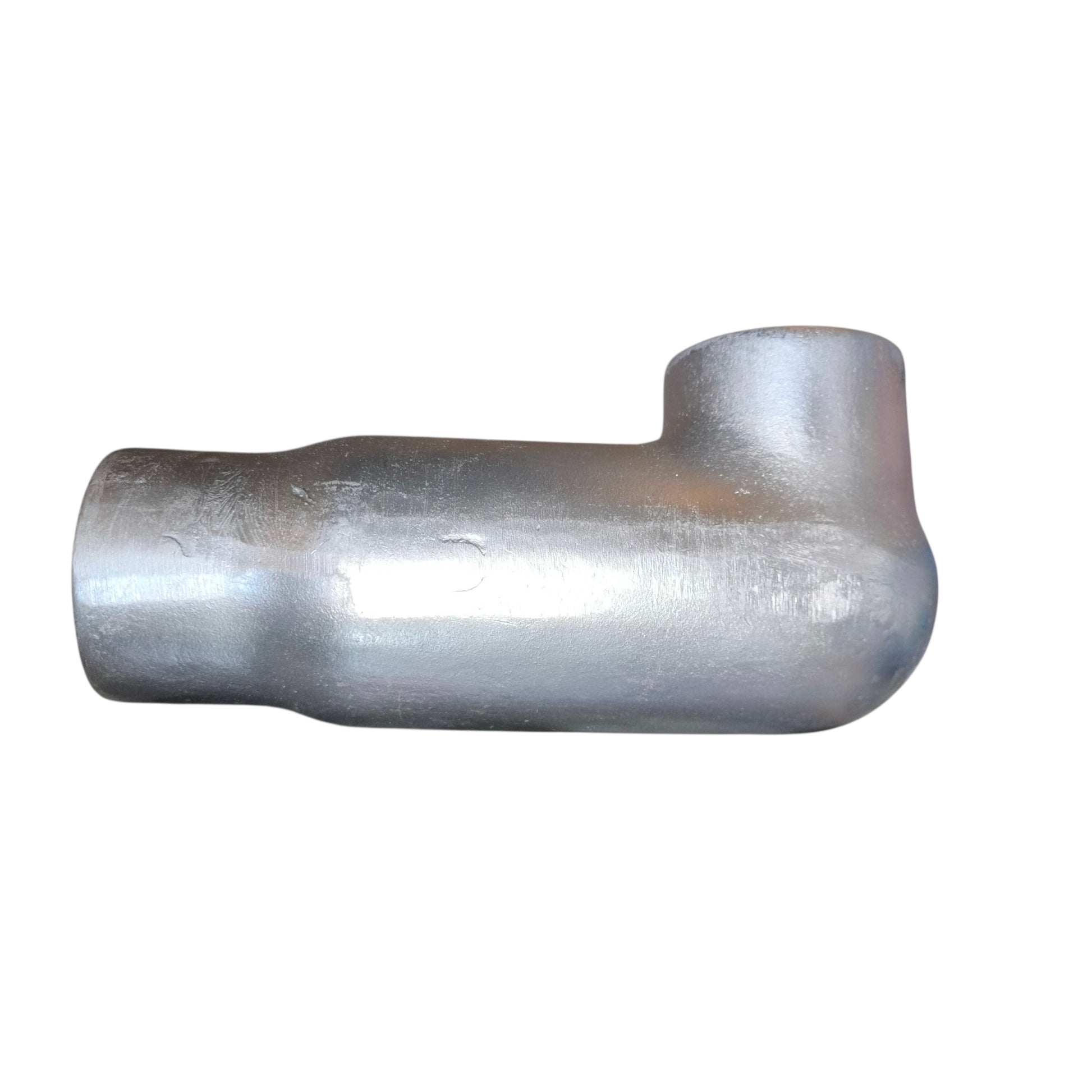 Metal pipe fitting on a white background