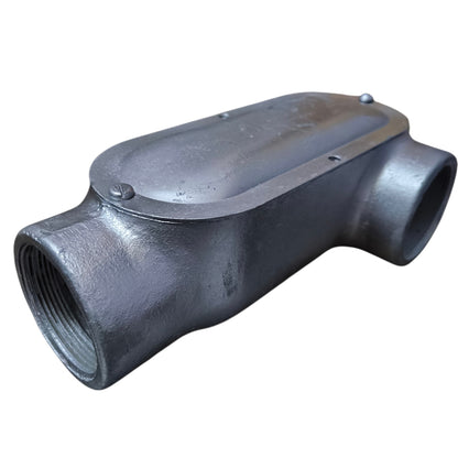 Metal pipe fitting on a white background