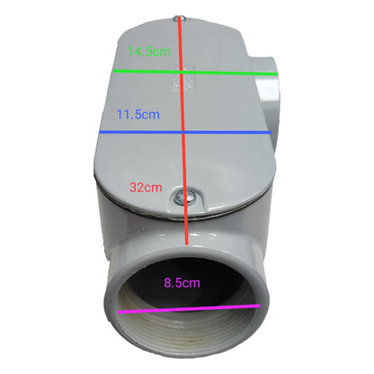 White cylindrical object with measurement markings on a white background