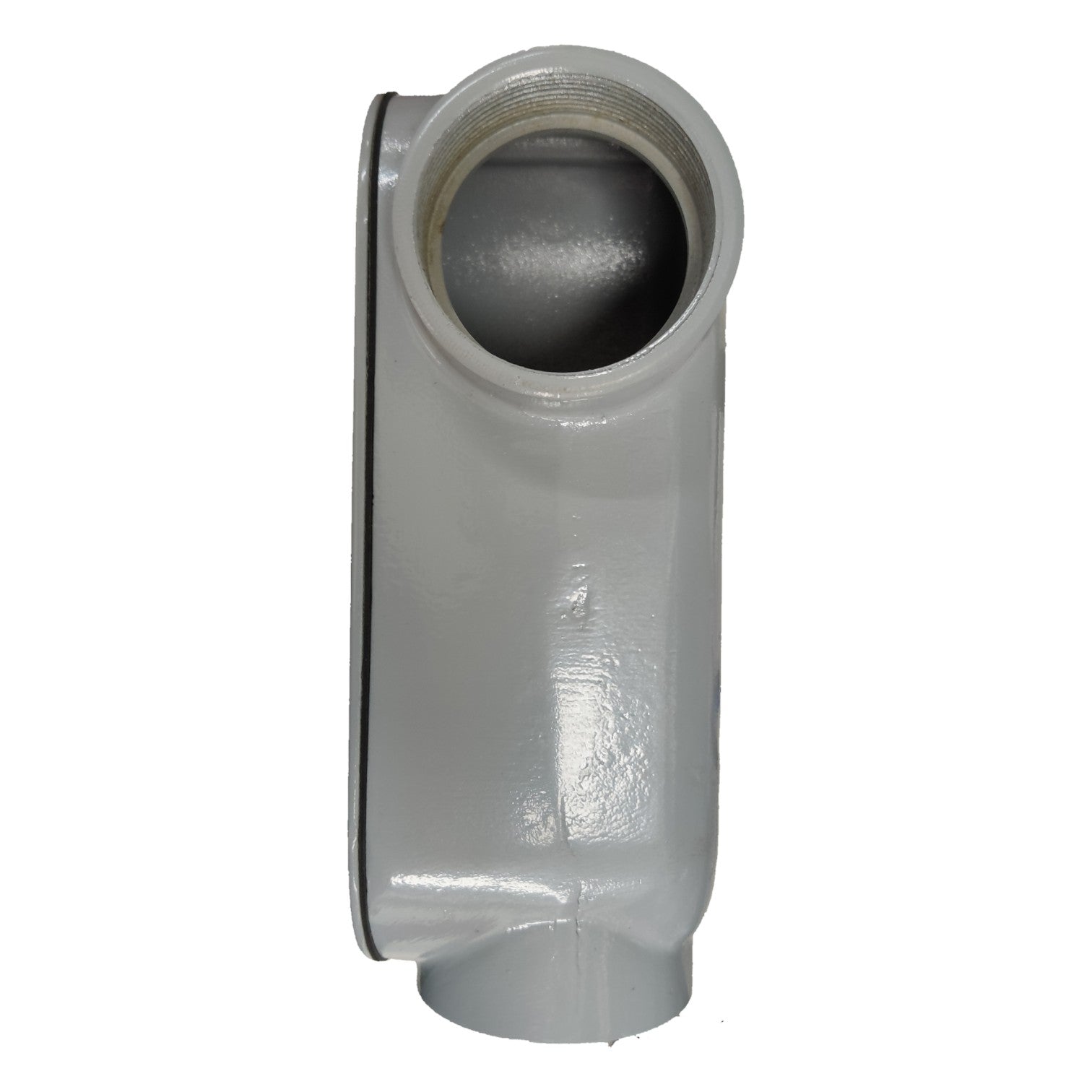 Metal pipe fitting on a white background