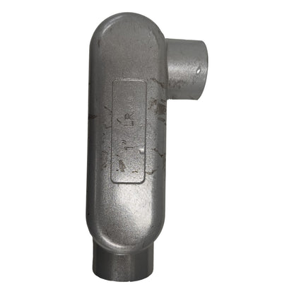 Metal pipe fitting on a white background