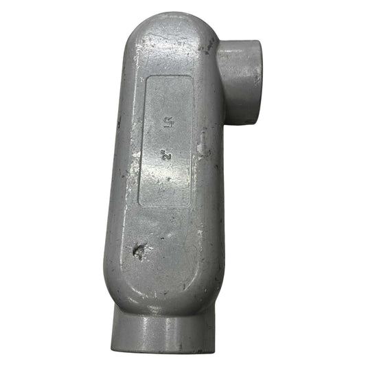 Metal pipe fitting on a white background