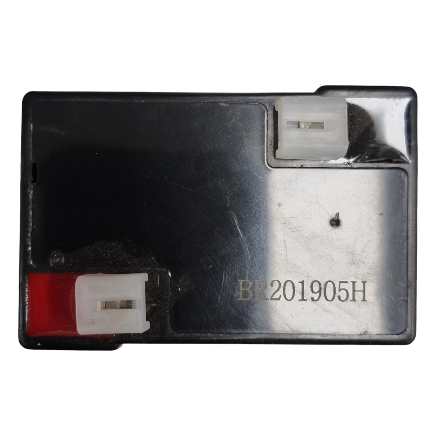 Black electronic device with 'BR201905H' marking on a white background