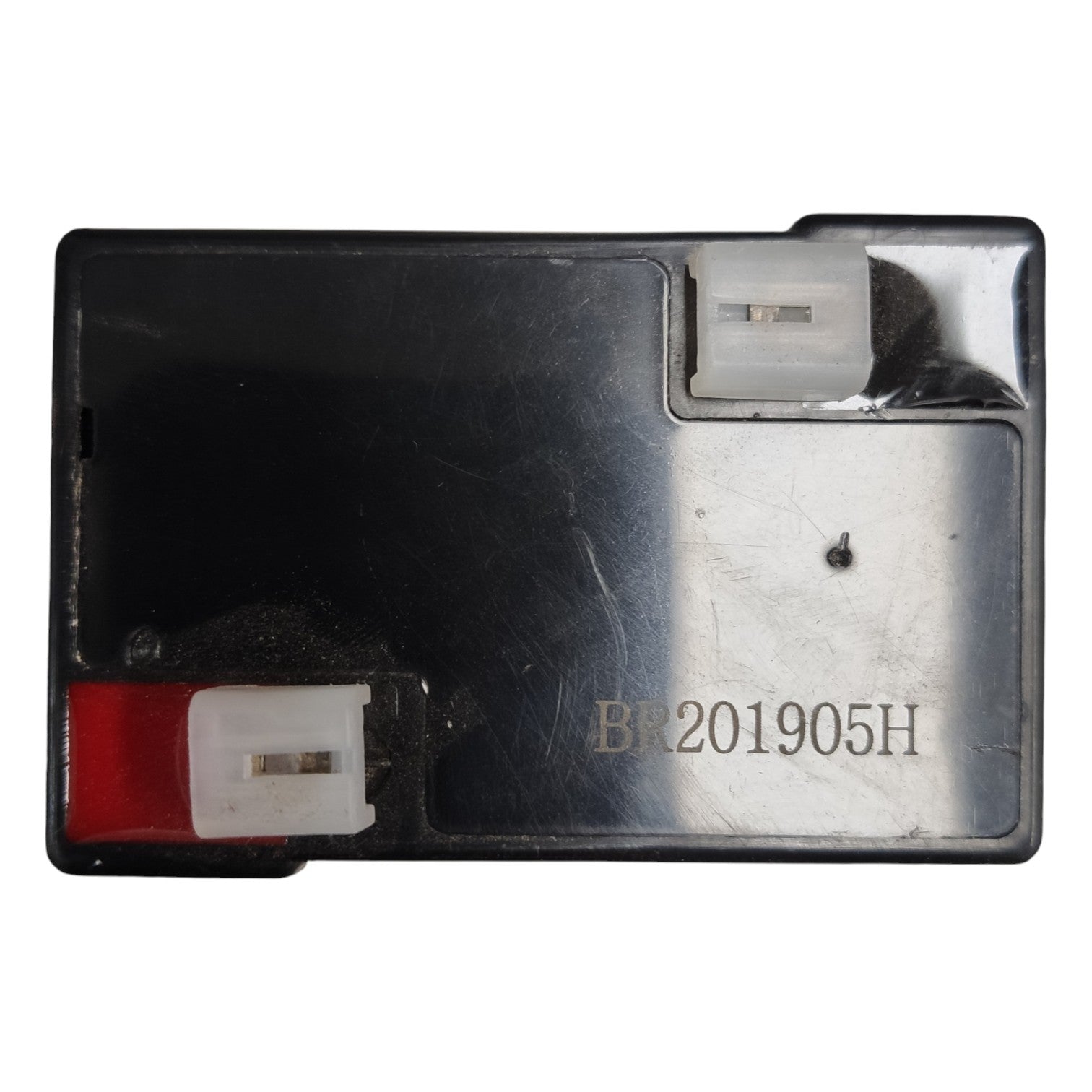 Black electronic device with 'BR201905H' marking on a white background