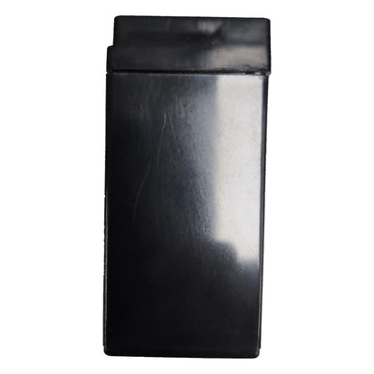 Black rectangular object with a reflective surface on a white background