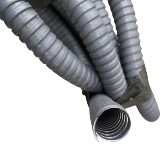 Gray flexible hose on a white background