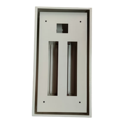 Rectangular metal frame with glass panels on a white background Local 14 Branches Panel Board 2 Pole Main 2 Pole Branches For Miniature Circuit Breaker Surface Type Metal Base Electx Electrical Supply