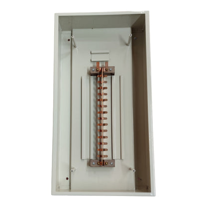 Electrical panel with copper busbars inside a white box on a white  Local 14 Branches Panel Board 2 Pole Main 2 Pole Branches For Miniature Circuit Breaker Surface Type Metal Base Electx Electrical Supplybackground