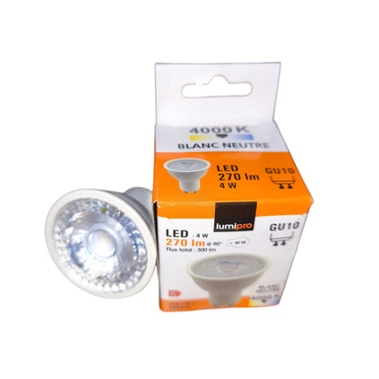 LED light bulb and its packaging on a white background