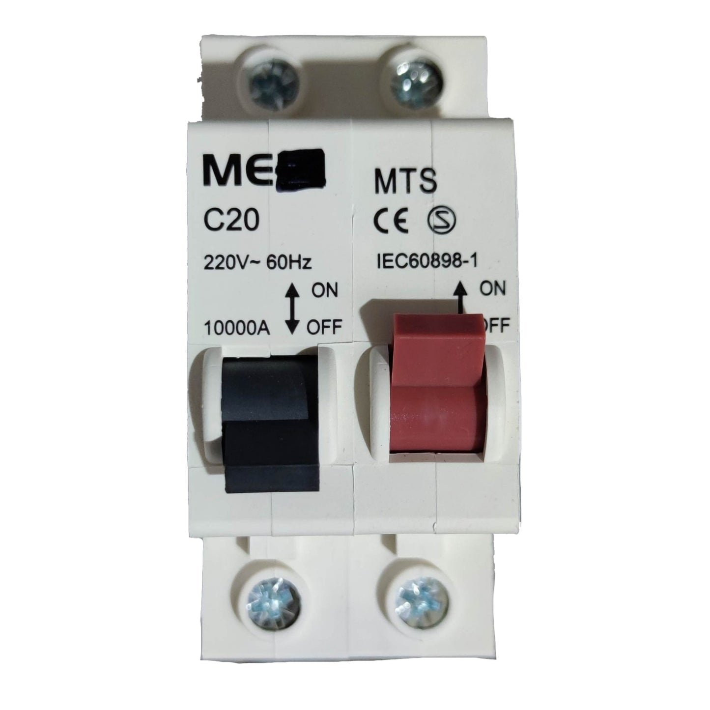 Electrical circuit breaker with MEAN WELL branding on a white background