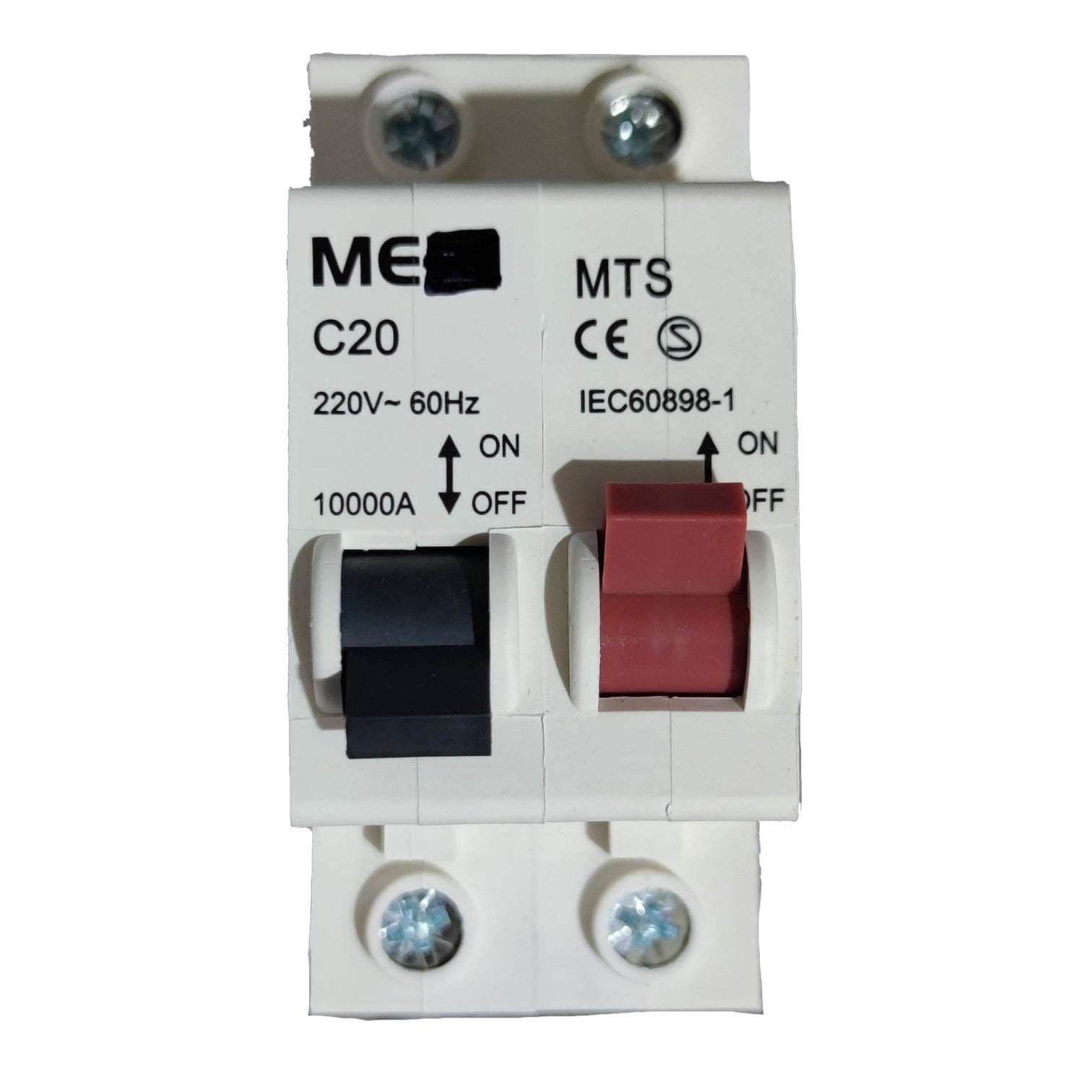Electrical circuit breaker with MEAN WELL branding on a white background