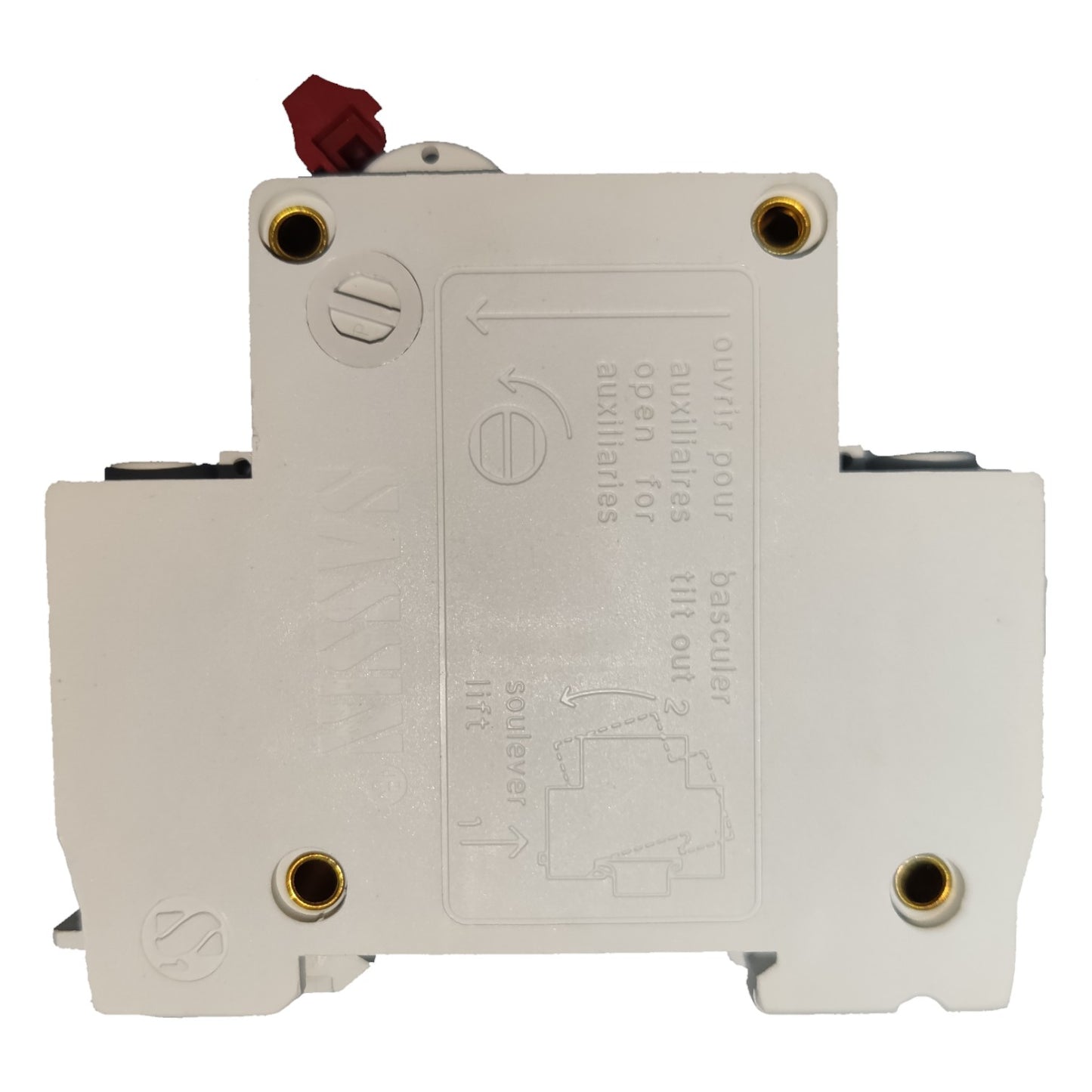 Electrical circuit breaker on a white background