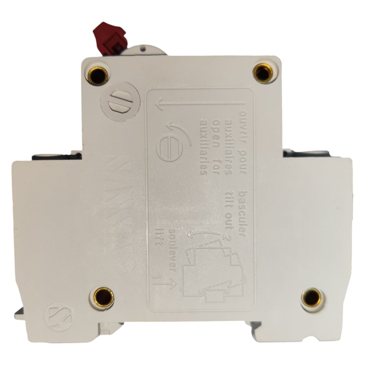 Electrical circuit breaker on a white background