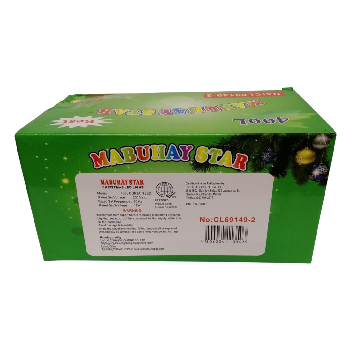 Mabuhay 400 Curtain LED Christmas Light Twinkling Warm White 3000K 220V Blinking 12W 8 Meters Length, String Distant 19cm, String Length 50cmCL69149-2