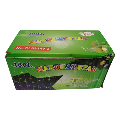 Mabuhay 400 Curtain LED Christmas Light Twinkling Warm White 3000K 220V Blinking 12W 8 Meters Length, String Distant 19cm, String Length 50cmCL69149-2