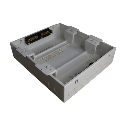 A gray plastic electrical junction box or terminal housing with a multi-pin connector visible on one end, shown on a plain white background.