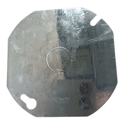 A square metal mounting plate with rounded corners, featuring a central circular cutout and two angled slot holes near the top and bottom edges, shown on a white background.