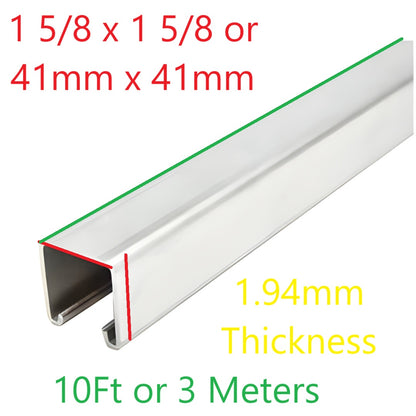 McGill 1 5/8 x 1 5/8 Unistrut Channel HDG Finish 10 Feet (3 Meters) Solid SC-HDG4141 41mm x 41mm x 1.94mm Thickness