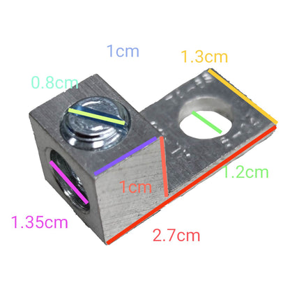 Metal component with labeled dimensions on a white background