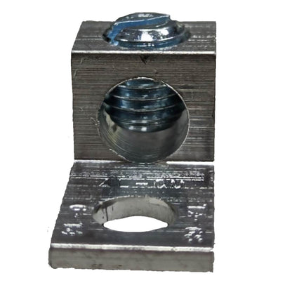 Metal component with threaded holes on a white background