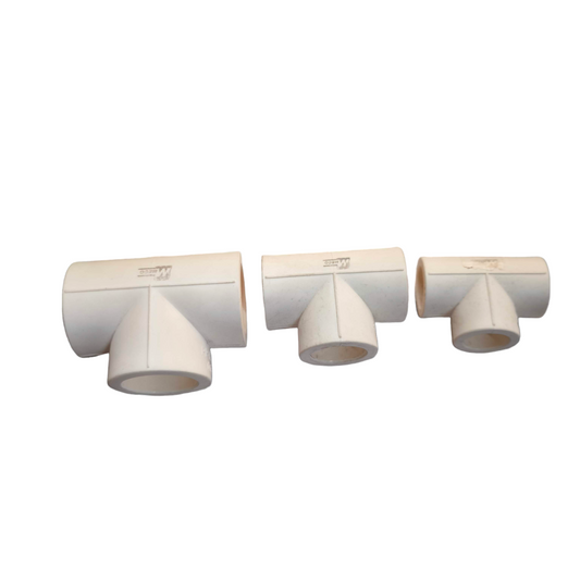 Meco PPR tee coupling 25mm in three different sizes for pipe and hose connections