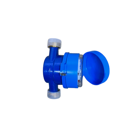 Blue water meter on a white background