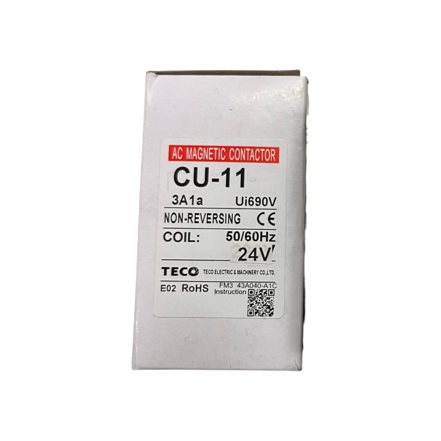 Teco Magnetic Contactor CU-11 3A1a 3 Phase 24V Coil 24V AC/DC
