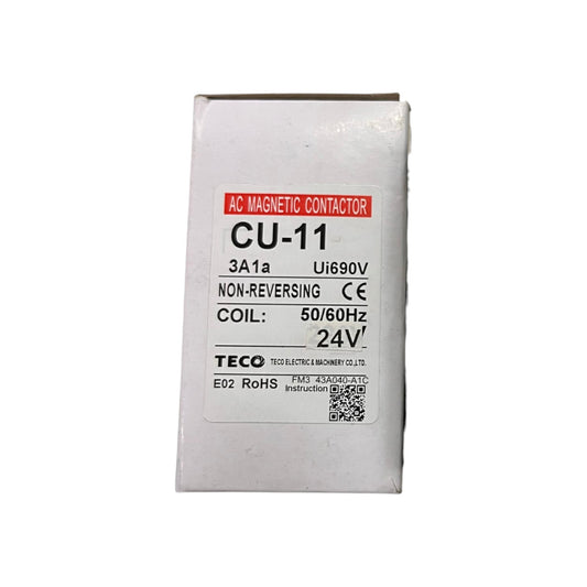 Teco Magnetic Contactor CU-11 3A1a 3 Phase 24V Coil 24V AC/DC