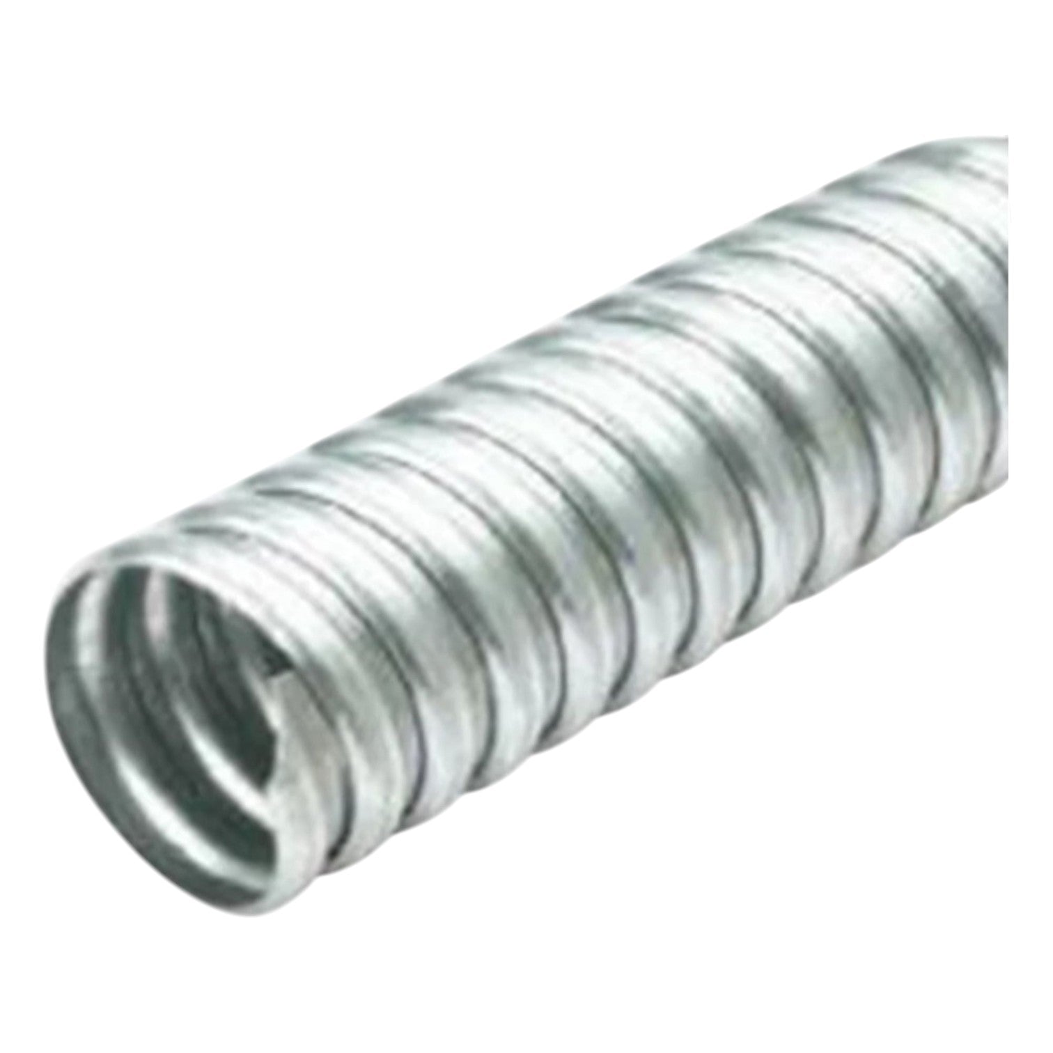 Metallic flexible hose on a white background