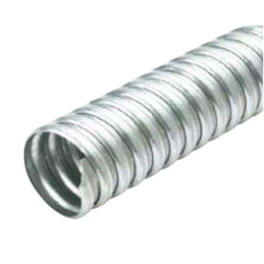 Metallic flexible hose on a white background