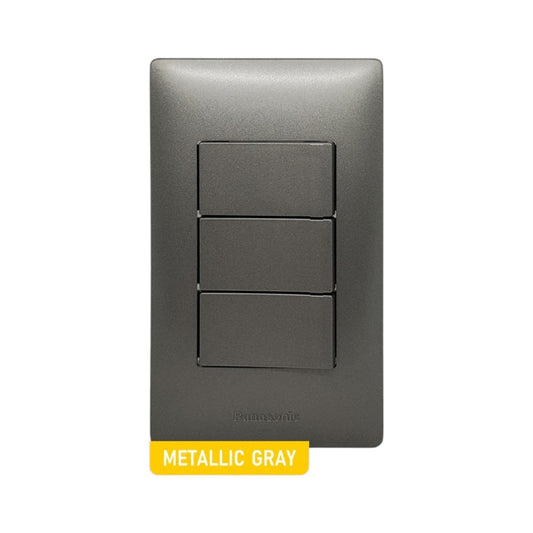 Panasonic 3 Gang 3 Way Switch 3 Device Slim Art Series Metallic Gray WSAG6803MH-1/3XWSAG5532MH-5