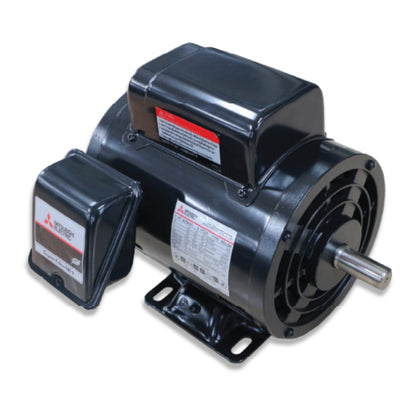 A black Mitsubishi electric motor with an attached black terminal box, shown on a plain white background.