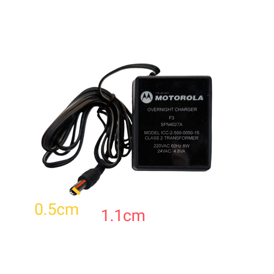 Motorola 220V to 24VAC transformer for industrial use with overnight charger and attached cable