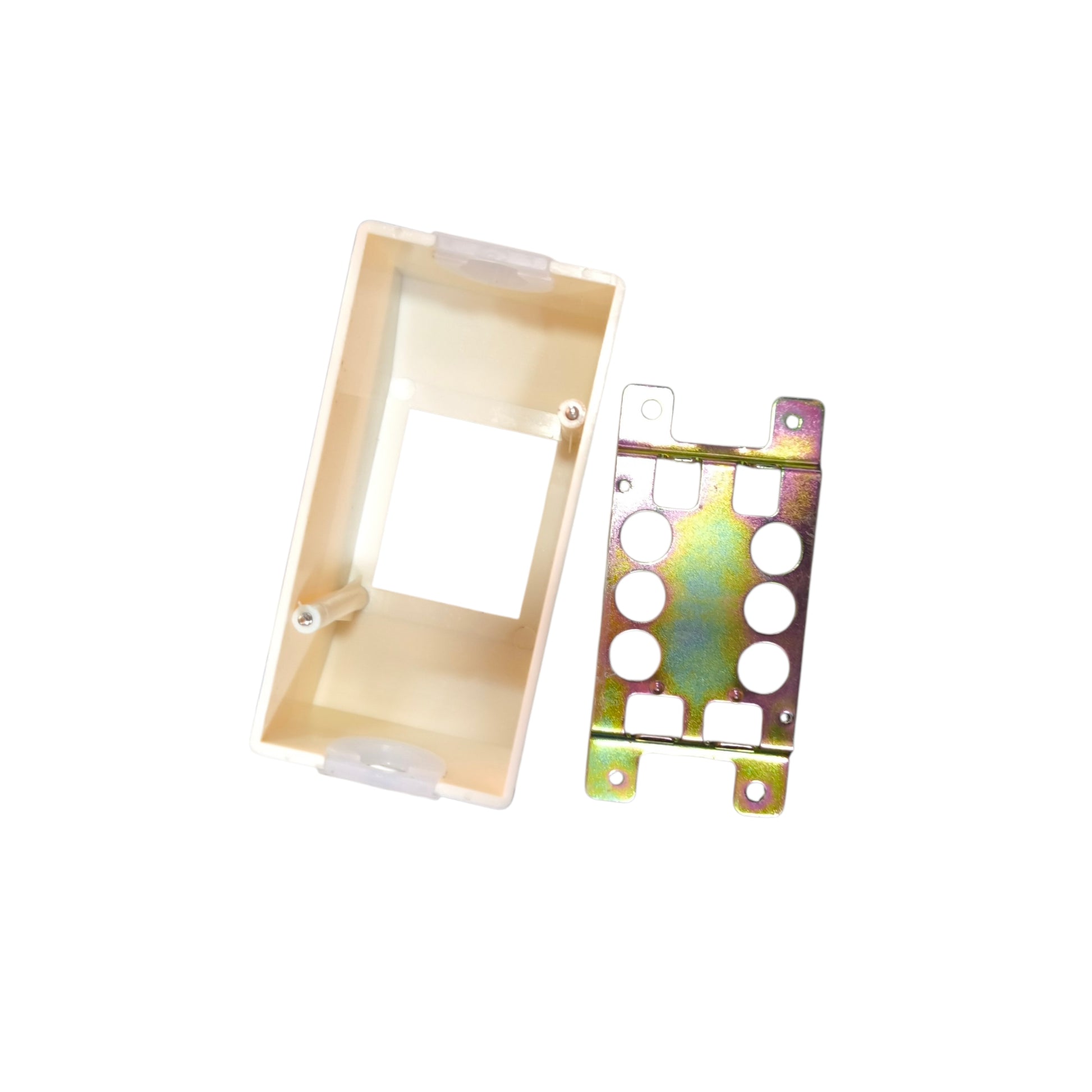 Gold-colored electronic component on a white background