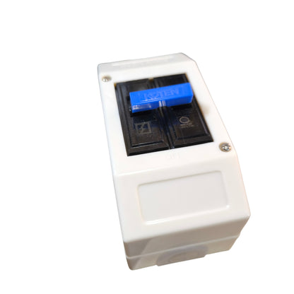 White electronic device with a blue battery on a white background