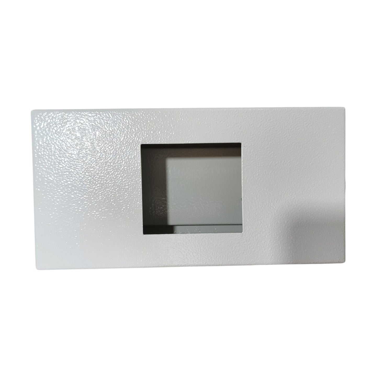 A square white textured panel with a rectangular cutout in the center, shown on a plain white background.