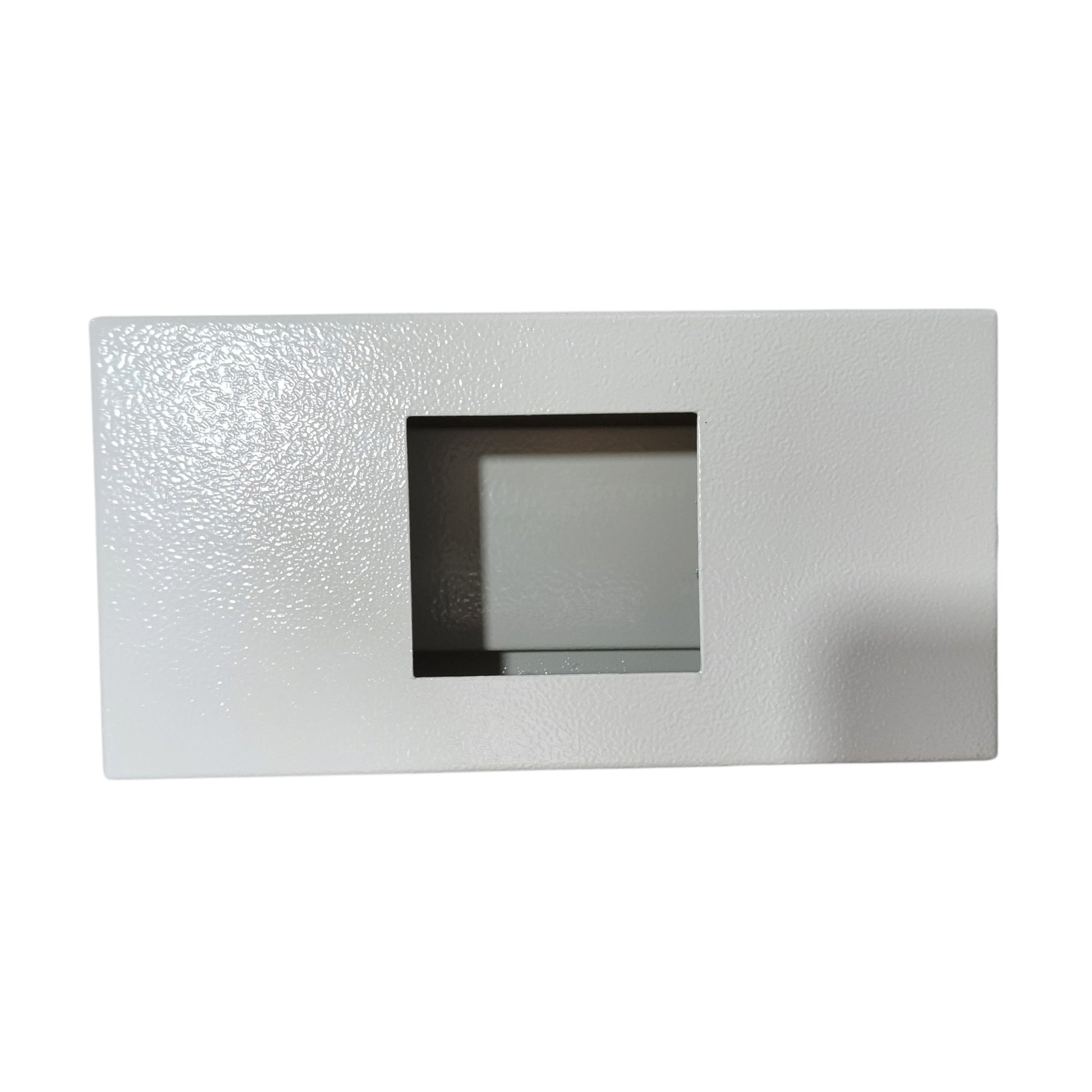 A square white textured panel with a rectangular cutout in the center, shown on a plain white background.